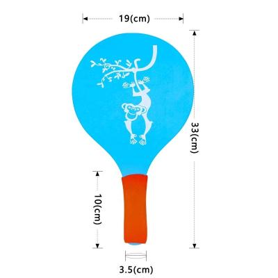 China Sponge Focus Sketch Small Monkey Pattern New Beach Paddle Game Set Toy Racket Set with 2 Paddle and 2 Ball and Mesh Bags PA175 for sale