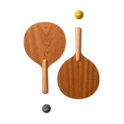 China Fashion Wooden Paddle Ball Set, Badminton Racket Beach Racket Game Set with Mesh Bag Indoor Outdoor Games for Adults and Family A001 for sale