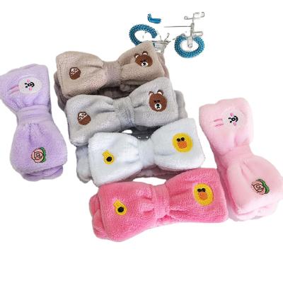 China Korean style face wash facial headband/Korean customizable style LOGO Bear Duck Rabbit Bow hair band for sale