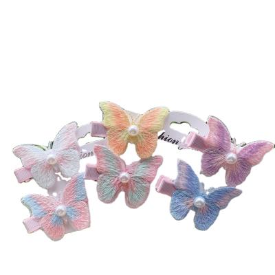 China Hot-selling sweet platypus cute hand-embroidered retro hairpin lace bangs butterfly hairpin for sale