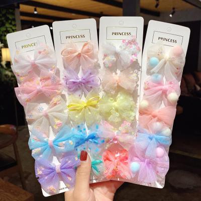 China Modern Children's Net Yarn Bow Hairpin Costume Cloth Edging Platypus Clip Hair Accessories BB Clip Female for sale