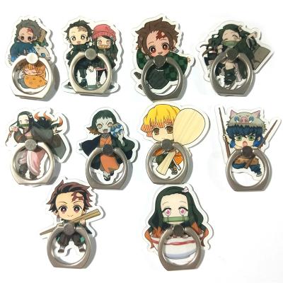 China PORTABLE Demon Slayer Anime Finger Ring Acrylic Universal Mobile Phone Stand Holder For Smartphone/Cell Phone for sale