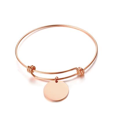 China Trendy Bangle Women Adjustable Bracelet With Charm Rose Gold Sliver DIY Jewelry Accessory Stainless Steel-Copper Alloy 1pc for sale