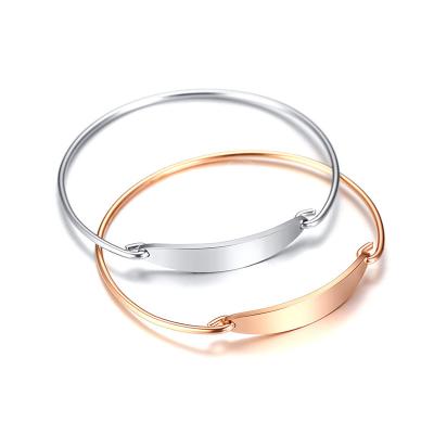 China FASHIONABLE High Quality IP Plating Blank Engraving Jewelry Bangle Bracelet Engraved Stainless Steel Bracelet for sale