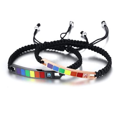 China FASHIONABLE Pure Handmade Jewelry Rainbow Dish With Crystals Wrap Bracelet Pride Adjustable Bracelet for sale