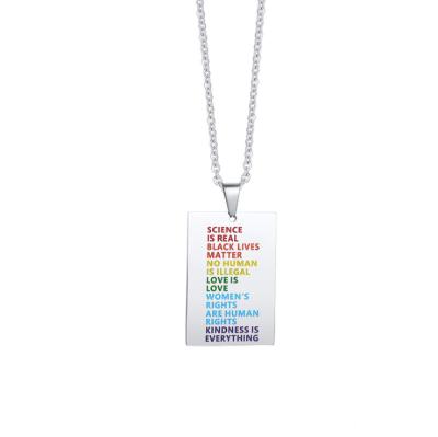 China Fashionable Engraved Rainbow Jewelry Wholesale Insire Jewelry Stainless Steel Necklace for sale