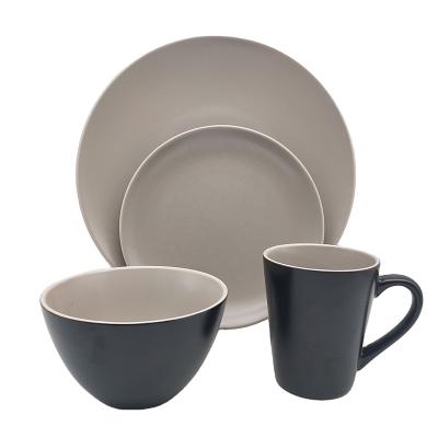 China Sustainable Wholesale Hot Sale Cheap Ceramic Dinnerset Household Brown Dinnerware Sets for sale