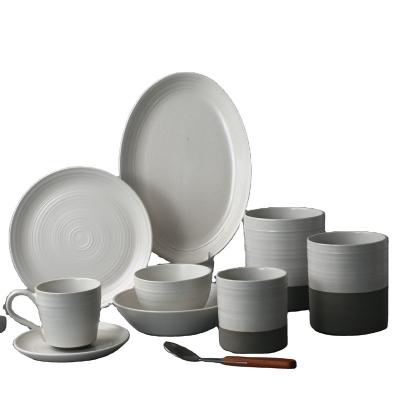 China Viable Wholesale Hot Sale Cheap Reactive White Tableware Set Moroccan Tableware for sale