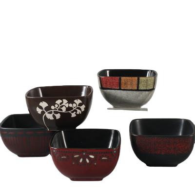 China Hot Viable Wholesale Household Cheap Colorful Decorative Chinese Style 5.5 - 6.5 Inch Square Ceramic Bowl Stock for sale