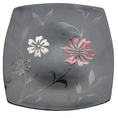 China Europe Sustainable Hot Wholesale Cheap Style Household Reactive Glaze Square Embossed Ceramic Plate Stock for sale