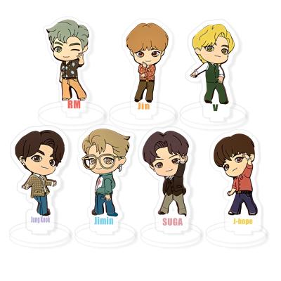 China TinyTAN Wholesale South Korean Transparent Standee Boys Bangtan Cartoon Group Kpop Acrylic Stand for sale