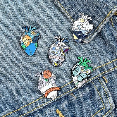 China South Korean Wholesale Ocean Rose Van Gogh Heart Butterfly Brooch Pin Lapel Pin Badge for sale