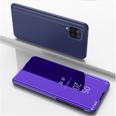 China Clear Vision Flip Electroplate Case New Arrivals Mirror Stand Plated Electroplate Mirror Smart Flip Cover Phone Casing Case For Samsung For Galaxy A12 for sale