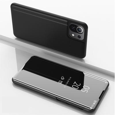 China Mirror Stand Flip Electroplate Case New Clear View Stand Electroplate Mirror Smart Flip Cover Mobile Phone Para Coque Case For Xiaomi Mi 11 Lite 4G 5G for sale