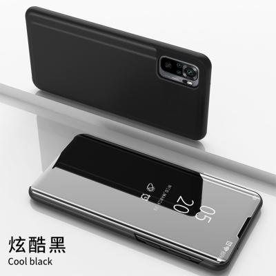 China Mirror Stand Flip Electroplate Case Clear View Plated Electroplate Note 10 4G Smart Flip Cover Mobile Phone Fundas Coque Para Mirror Case For Xiaomi Redmi for sale