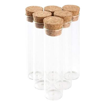 China Flower Tea Storage Glass Tube Glass Bottle Chemical Wholesale Candy Dried Transparent Glass Tube With Cork for sale