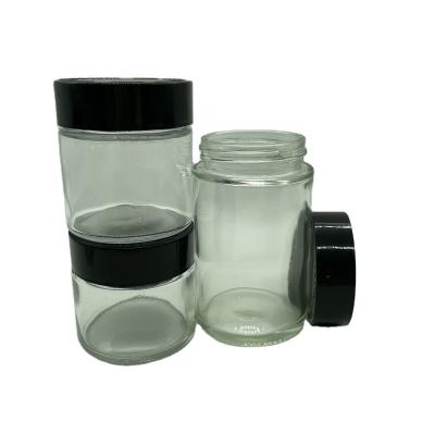 China Freshness Preservation Child Resistant Glass Jars Glass Container Jar Wholesale Price Straight Sided Glass Jar for sale