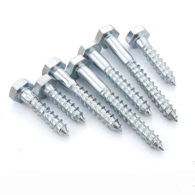 China DIN571 M6 M8 M10 M12 Flat Wood Screw Hex Head Galvanized Carbon Steel Hex Head Bulk Packing for sale