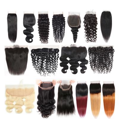 China Natural 13X4 HD Lace Closure Virgin Hair 2X6 4X4 5X5 Lace Frontal Raw Indian Straight Transparent Lace Frontal Closure for sale