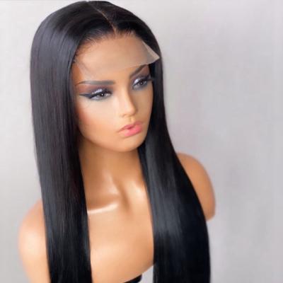 China Hd Full Lace Front Wig Raw Brazilian Straight Virgin Hair Straight Transparent Lace Wig Bleached Knots Lace Up Closure Hair Wig for sale