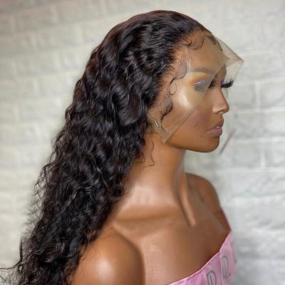 China Hd Wholesale Raw Deep Wave Brazilian Virgin Human Hair Full Lace Front Wig Cheap Transparent Lace Front Wig For Women for sale