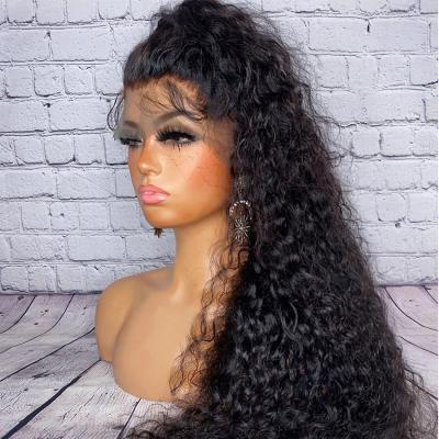 China Full Wave Curly Transparent Lace Front Wig With Baby Hair Virgin Hair 360 Hd Raw Indian Curly Lace Front Wig For Black Women for sale