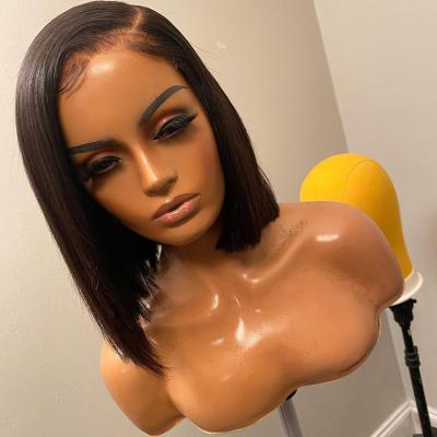 China Bob Wig Human Hair Hd Full Lace Front Wig For Black Women Virgin Indian Lace Cheap Straight Human Hair Bob Wig Human Hair Frontal Wig Seller for sale