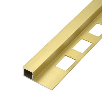 China Modern Customized Aluminum Tile Trim Matt Gold 8mm 10mm Square Edge Metal Tile Edge Trim for sale