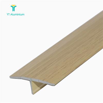 China Tile Protector Tile Decoration T-Strip Trim Woodlike Aluminum Threshold 26mm For Floor Divider Strip for sale