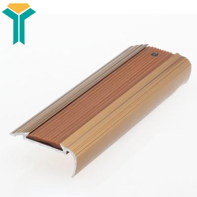 China Decorations Aluminum Profile Rubber Flat Anti - Slip Stair Nosing Tile Trim for sale