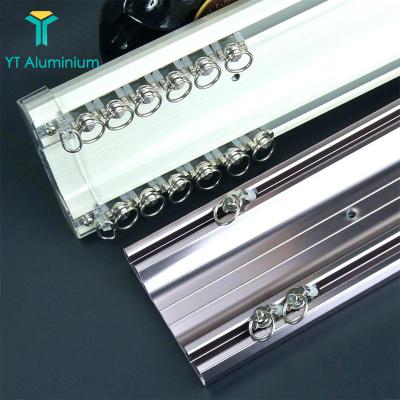 China Heavy Duty Aluminum Decoration Ceiling Curtain Track For Bay Window Curtain Double Rail Track for sale