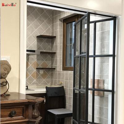 China Modern Ultra Thin Aluminum Frame Bi Fold Doors Accordion Folding Glass Door for sale