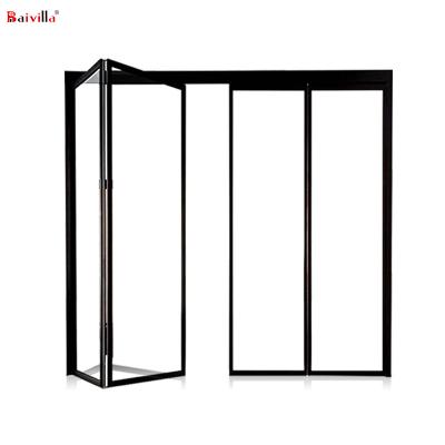 China Modern healthy ultra thin aluminum proof accordion doors tempered glass profile folding door low price price in Philippines for sale