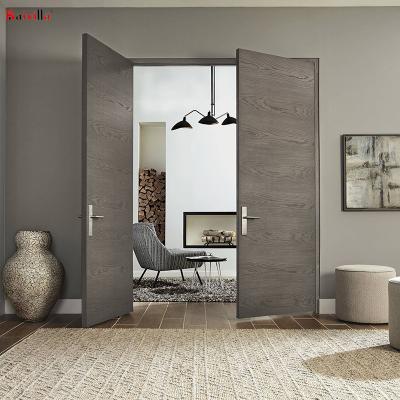 China Modern Solid Wood Flush Doors With Mixed Glass Design , MDF French Doors Interior European Modern Style for sale