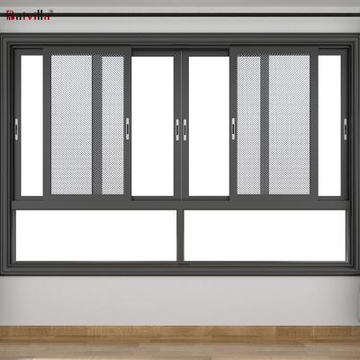 China Sliding Baivilla Triple Track Thermal Cut Aluminum Window And Door Aluminum Sliding Window With Stainless Steel Screens for sale