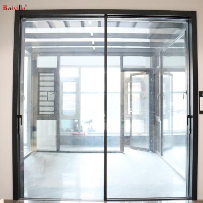 China Modern good quality black aluminum sliding entry door, two panel sliding door low-e glass made in Foshan for sale