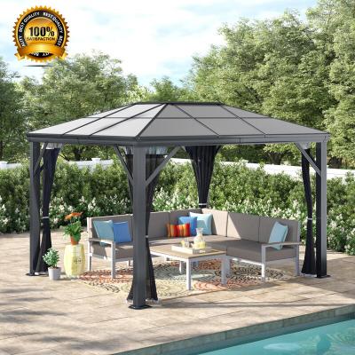 China UV Resident Outdoor Patio Aluminum Gazebo With Polycarbonate Roof for sale