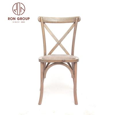 China High Quality Wholesale Wedding and Event Chairs Party Oak Stacking Wooden Wedding Dining Cross Back Chairs for sale