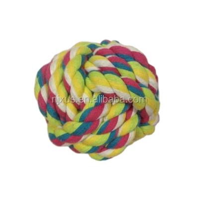 China Toy Dog Eco Friendly Durable Cotton Strain Play Dog Rope Handmade Colorful Interactive Exercising Pet Pet Chewing Rope for sale