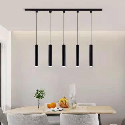 China Living Room Study Long Tube Style Installation Lights Pendant Chandelier Easy Creative Black Modern Pendant Light Tube Shape for sale