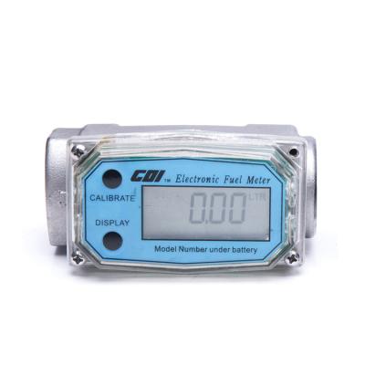 China Electronic Aluminum Turbine Diesel Fuel Flow Gauge Digital Liquids Meter with LCD Display and 1 Inch Inlet/Outlet for sale