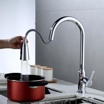 China Pull Out Jet Mixer Tap 360 Degree Swivel Kitchen Sink Hot And Cold Stainless Steel Commercial Mixing Faucets for sale