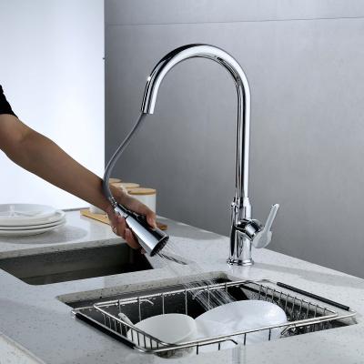 China Pull Out Spray AecTex Single Lever Swept Sprayer Faucet Mixer Tap Deck Mounted Pull Out Kitchen Mixer Sink Faucet for sale