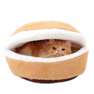 China Cat Sleeping Bag Sofas Mat Hamburger Kennel Plush Viable Small Short Pet Bed Hot Pet Products for sale