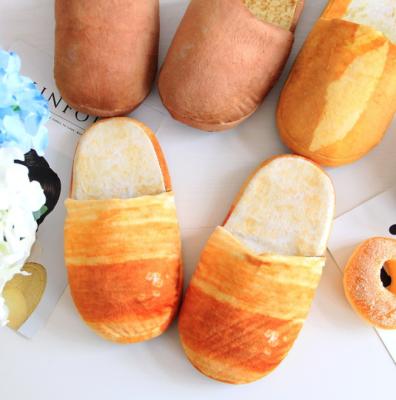 China Individuality slippers simulation Anti-slippery bread shaped lovers adult indoor floor for bedroom bread slippers for sale