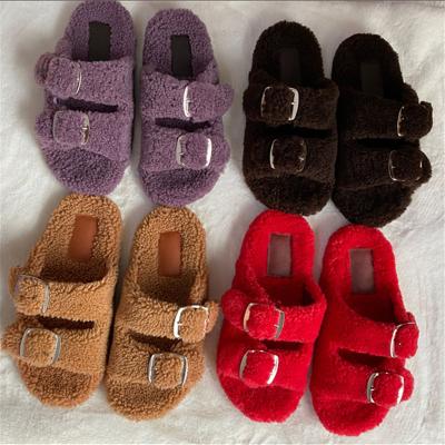 China High Quality 100% Wool Station Wool Slippers Ladies European Light Fur Slippers for sale