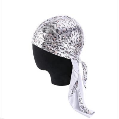 China New Soft Unisex Long Silk Satin Turban Hat Breathable Doo Durag Biker Headwrap Wigs for sale