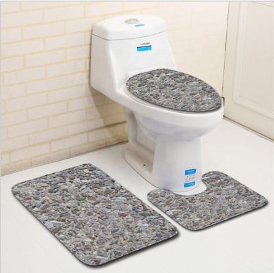 China CLASSIC Bathroom Rug Set 3D Stone Printing Bath Mat Bathroom Kitchen Carpet Doormats Decor Toilet Seat Tank Cover Non-Slip Cover for sale