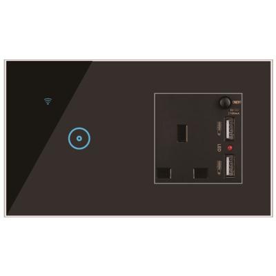 China Touch Luxury Switch Smart Home & UK Plug & Alexa Google AU Plug Wifi Wireless Remote Smart Plug Switch With USB for sale