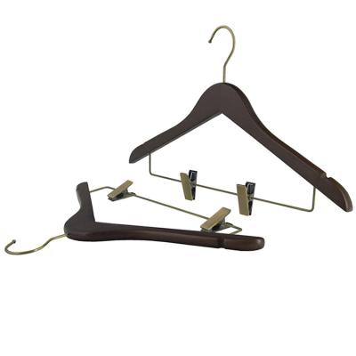 China Behind Doors/On Walls Customized Hanger Clothes Metal Hook Vintage Style Wood Brass Hanger For Clothes for sale